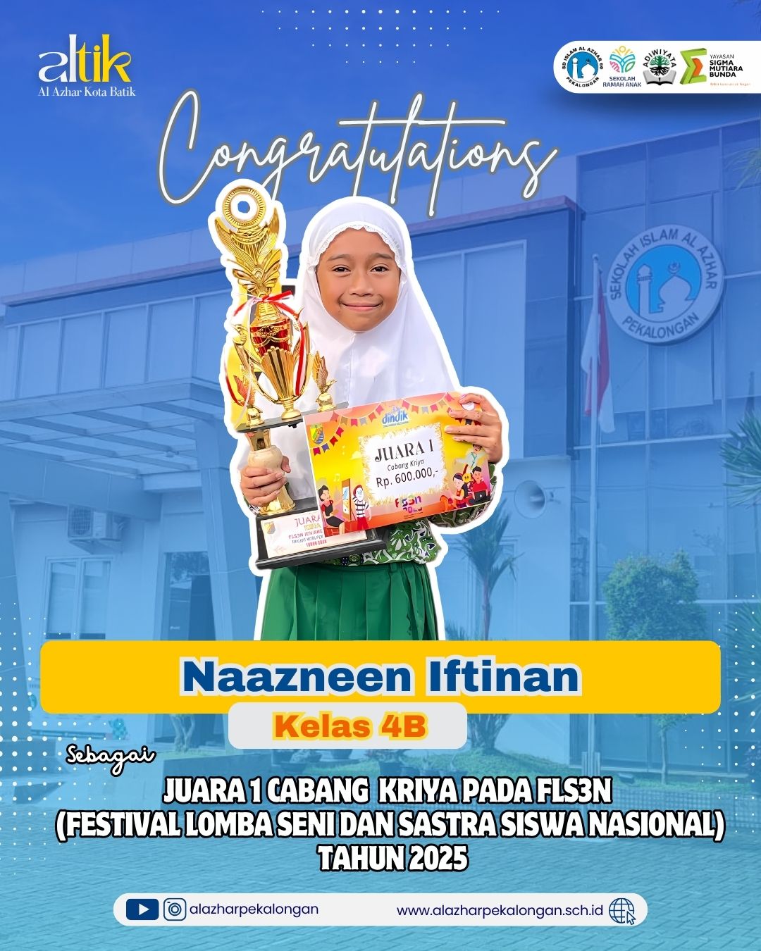 Juara 1 Cabang Kriya Pada FLS3N (Festival Lomba Seni Dan Sastra Siswa Nasional)