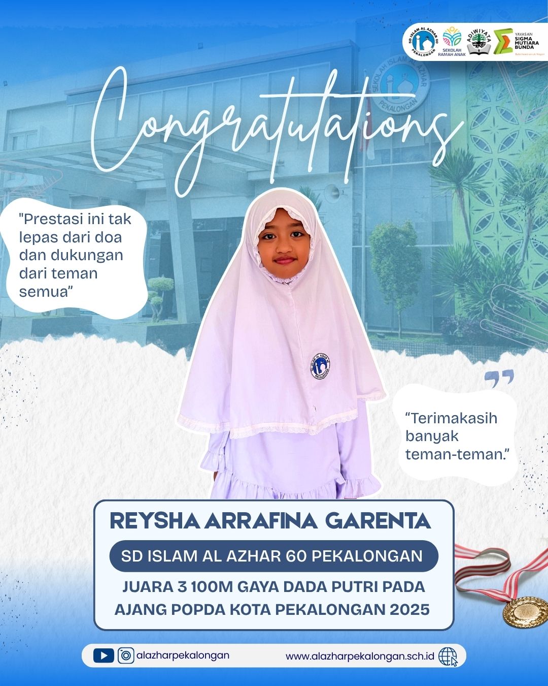 Juara 3 100 Meter Gaya Dada Putri POPDA 2025